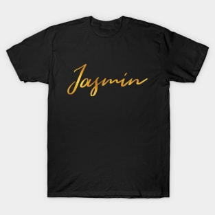 Jasmin Name Hand Lettering in Faux Gold Letters T-Shirt